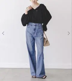 美品《ニードバイヘリテージ》デニム サイズ24 バイカラー ブルー ハイウエスト