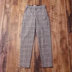 美品 H&M グレンチェック テーパードアンクルパンツ 34 Sサイズ QE14