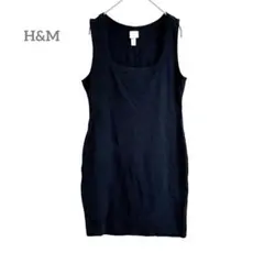 美品★ H&M ノースリーブ タンクトップ リブ タイトフィット 黒 【M】