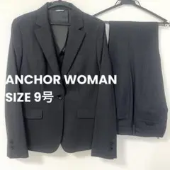 美品 洋服の青山 ANCHOR WOMAN パンツスーツ グレー ストライプ 9