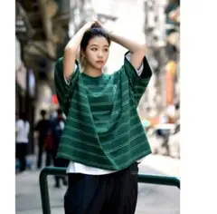 SEESEE シーシー スーパービッグフラットSS ダブルストライプ