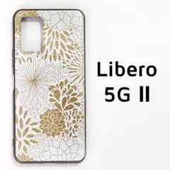 Libero 5G Ⅱ ケース ゴールド風 フラワー カバー