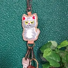 ふっくらアメショー猫のキーホルダー。①