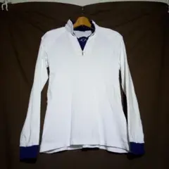 デサントゴルフ【M】メンズ ハーフジップ スタンドカラー シャツ ホワイト 古着