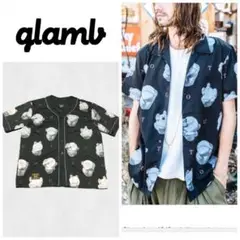 glamb ブレーキングボール　ベースボールシャツ　総柄　シャツ