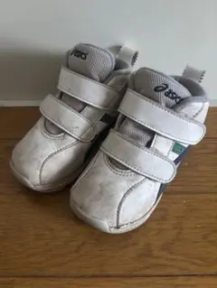 ASICS ベルクロ スニーカー ホワイト/ネイビー/グリーン