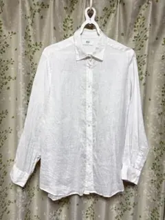 ユニクロ プレミアムリネンシャツ 長袖シャツ XL 麻 100% ホワイト