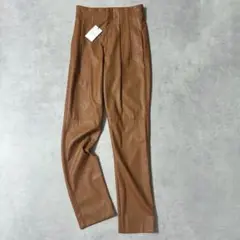 未使用タグ付き✨ゾエ エコレザーパンツ ハイウエスト センタープレス キャメル