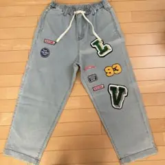 【新品】パッチ付きライトブルーデニムパンツ Lサイズ　タグ付き