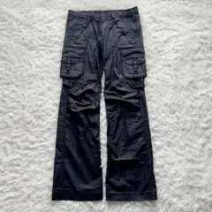 00s NICOLE Y2K coating cargo flare pants