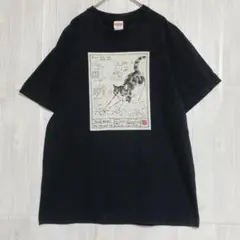 ユナイテッドアスレ　クルーネック ネコプリント Tシャツ　黒　L