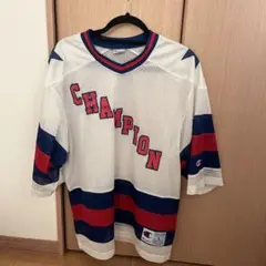 Champion メッシュシャツ LARGE ホワイト/レッド/ブルー
