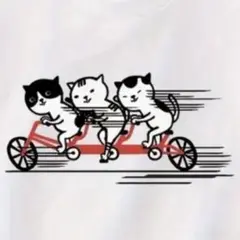 未使用新品 楽しい！自転車猫Tシャツ コットン100%