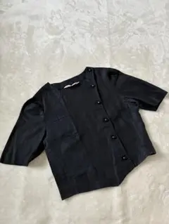 ルシアンモネ 黒 半袖 ボタン付きシャツ