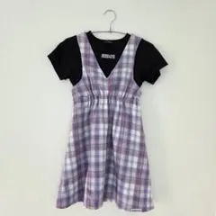 JENNI LOVE チェック ワンピ 黒T風【140cm】