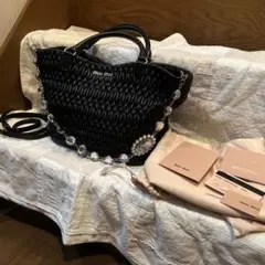 ミュウミュウMiu Miuナッパクリスタルマトラッセ 2WAYハンドバッグ伊勢丹