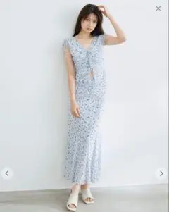 COCO DEAL メッシュプリントギャザーワンピース