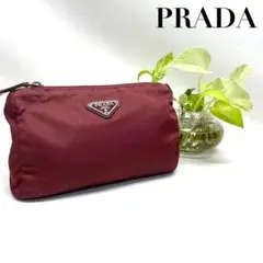 PRADA 化粧 ポーチ バニティ 赤 レッド ボルドー 0232