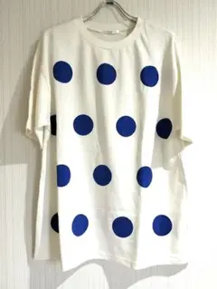 水玉模様 半袖Tシャツ ホワイト/ブルー
