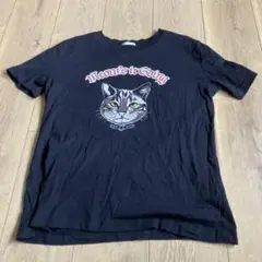 猫のプリント Tシャツ Mサイズ 黒