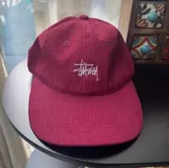 STUSSY バーガンディ コーデュロイキャップ