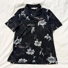 【ALFRED DUNNER】フローラル オープンシャツ ブラック