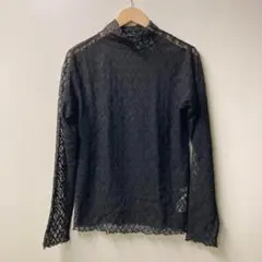 ⬜︎ショコラフィネ　ブラックレース長袖トップス M