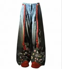 Y2K Patch Print Wide Denim PERSONSOUL 似