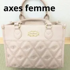 axes femme　薔薇モチーフ　キルトバッグ 　ピンク　2way