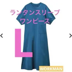 ワークマン ドライサイドポケットランタンスリーブワンピース 青 L 新品