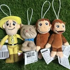 新品タグ付き おさるのジョージ みんないっしょ ぬいぐるみ マスコット4点