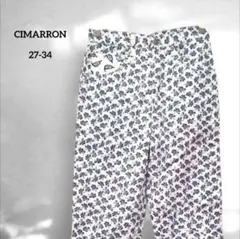 【シマロン】花柄　カジュアル　パンツ ホワイト ネイビー CIMARRON