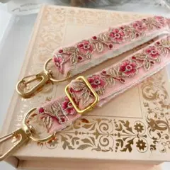再販☆スマホストラップ／カバンショルダー／インド刺繍リボン／ハンドメイド
