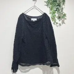 【ロペピクニック】黒 レース長袖トップス　サイズ38 裏地あり