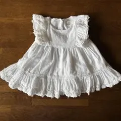 【BABY GAP】0-3month ホワイトコットンワンピース フリル付き
