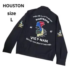 HOUSTON ヒューストン ベトジャン 虎 龍 地図 刺繍 Lサイズ 黒