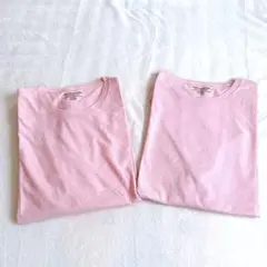 メンズ コットンTシャツ 2枚 Mサイズ ピンク シンプル 可愛い オシャレ