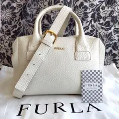 【美品】FURLA カプリッチョS サッチェルバッグ ホワイト
