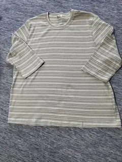 シニア向け　bloom ストライプ 5分袖 Tシャツ グレー系　3L