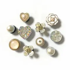 パール　フラワー　カスタム　目印　サンダルアクセサリー　ジビッツ　クロックスd