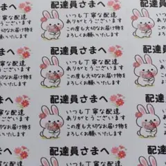 ケアシール　配達員さまへ　うさぎとコスモス花束　1シート44枚 匿名配送
