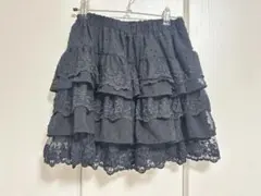 黒 フリル付き ミニスカート　ティアード