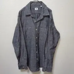UNIQLO ユニクロ　グレー　ボタンアップ　シャツ　長袖　カジュアル　Lサイズ