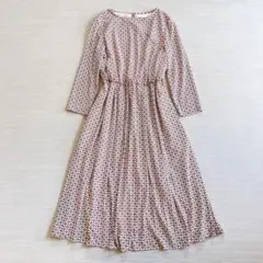 美品【マッキントッシュロンドン】幾何学模様　ワンピース　レッド系　ジャージ 38