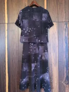 美品 詩仙堂ちりめん ヒトシタムラHitoshi Tamura 半袖セットアップ