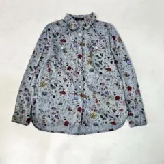 Leilian レリアン 花柄 コットン ブラウス 長袖 シャツ M