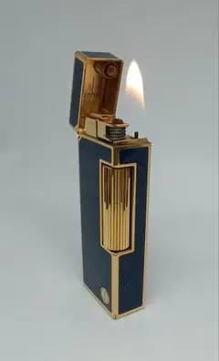 希少 dunhill ダンヒルローラーガスライター ネイビーマーブル マーク付き