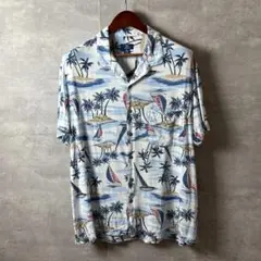 GEORGE アロハシャツ ヤシの木 ヨット 総柄 バングラデシュ製 XL