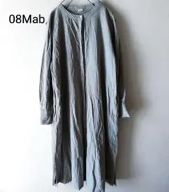 08Mab ゼロハチマブ　ワンピース　コットン　リネン　ゆったり　バンドカラー