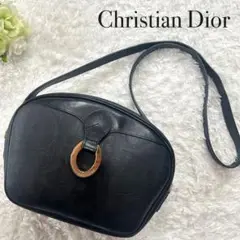【美品】クリスチャンディオール ショルダーバッグ トロッター オーバル金具 黒